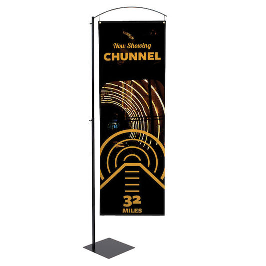 96" Curved Cantilever Banner Display Stand