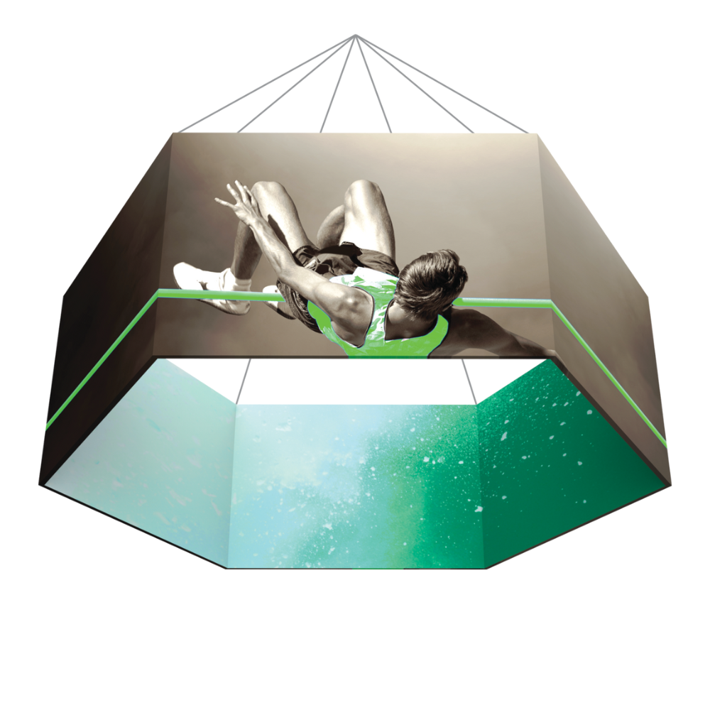 16ft x 6ft Formulate Master 3D Hanging Structure Hexagon Single-Sided w/ Open Bottom (Graphic Only)