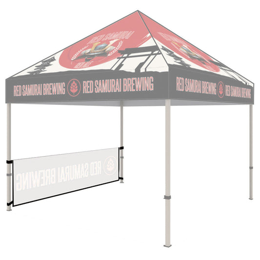ONE CHOICE® 10' Steel Canopy Tent Half Wall with Rail - Single-Sided Custom Dye-Sub Print with Black Trim
