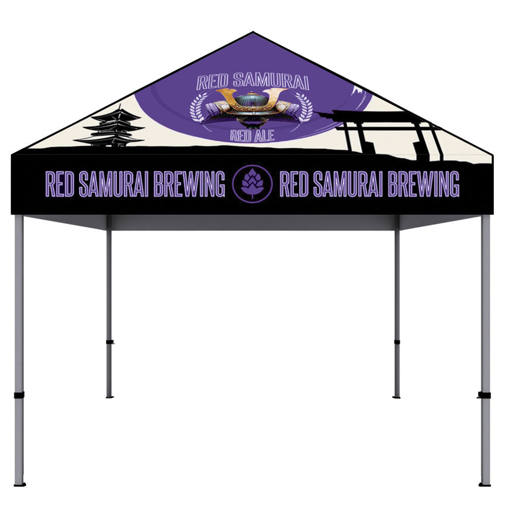 One Choice® 10' x 10' Aluminum Canopy Tent with black trim- Customizable and Portable Dye Sub Print