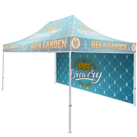 Custom Double-Sided Backwall with White Trim for ONE CHOICE® 15 ft. Aluminum Canopy Tent