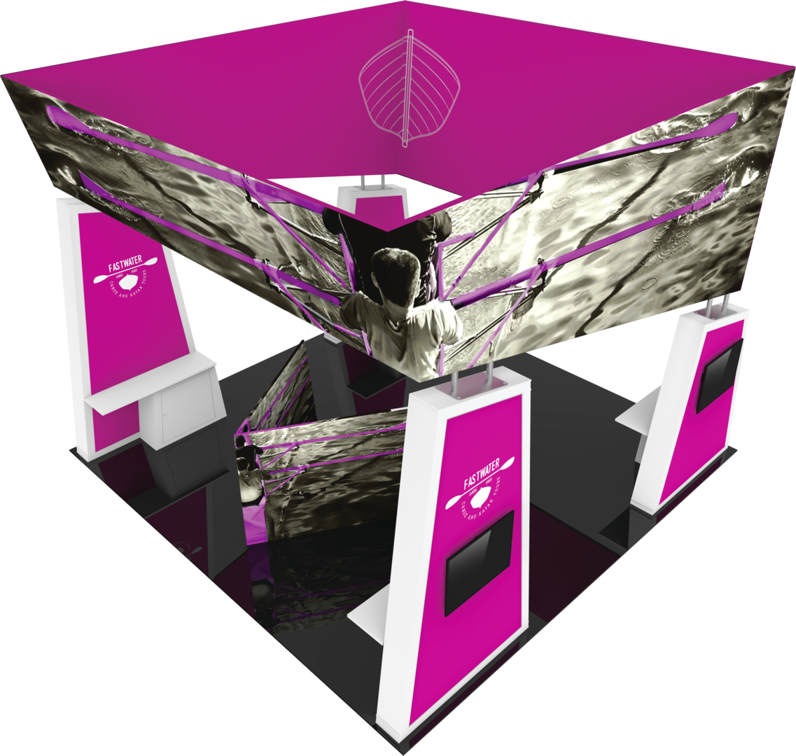 20ft x 20ft Formulate Fusion Island Booth Kit 11 Fabric Tower (Graphic Package)
